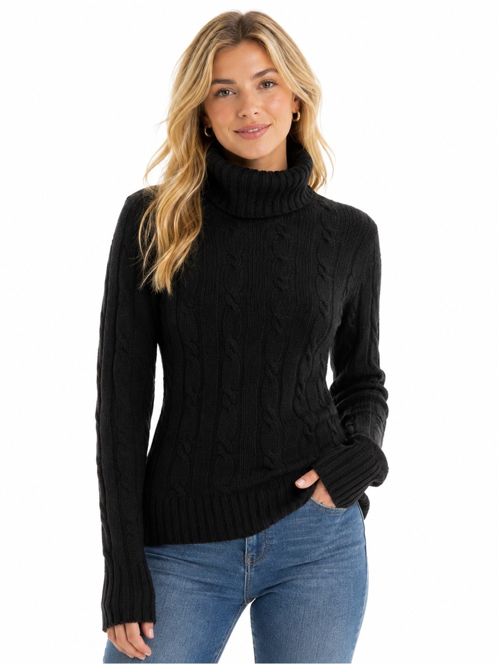 Merona Black Cable-Knit Turtleneck Sweater